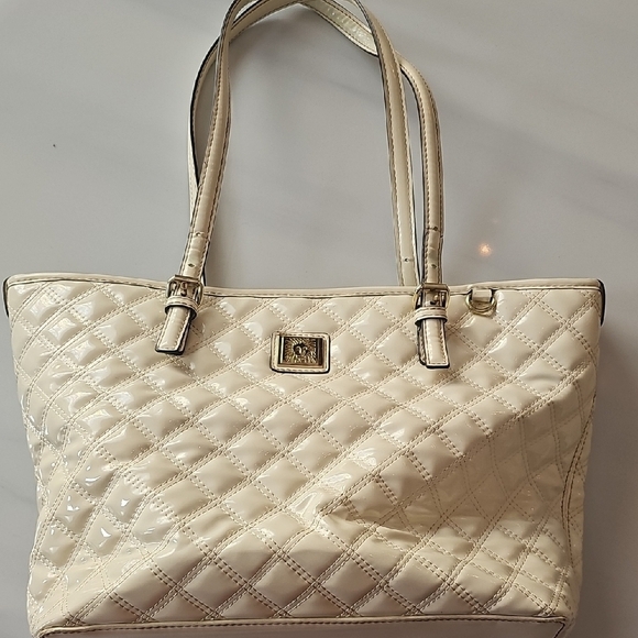 Anne Klein Handbags - Anne Klein Cream Quilted Tote with Gold Hardware